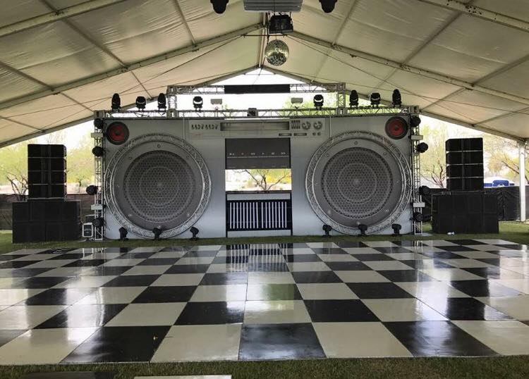 boom box-inspired event stage
