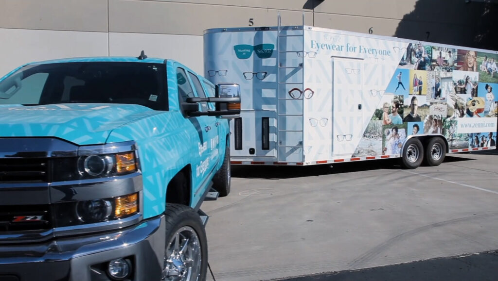 Zenni Trailer truck graphic wrapped for experiential marketing